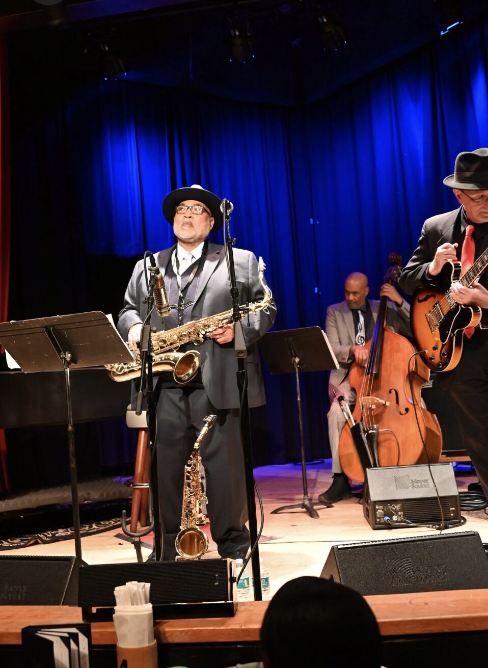Ron Burris performing on the Yoshi's jazz club stage